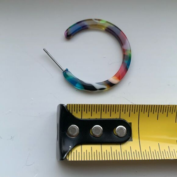 Colorful Swirled Marbleized Acetate Eco Unisex Hoop Handmade Men’s Earrings NEW - Picture 8 of 11